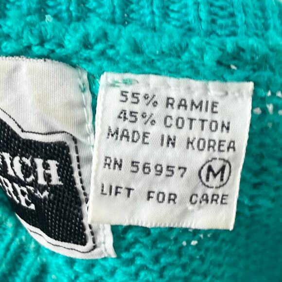 GREENWICH SQUARE Sweater Medium Vintage Knit Floral Appliqués - Picture 3 of 5